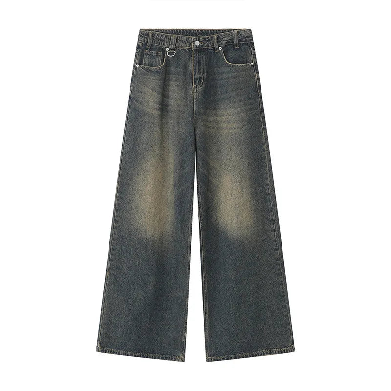 Calças Jeans Masculinas Azul Lavado Reta