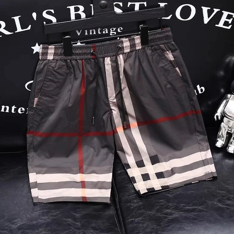 Grosso xadrez café-colorido masculino feminino shorts estilo britânico de secagem rápida flexível confortável elegante fitness nadar moto shorts