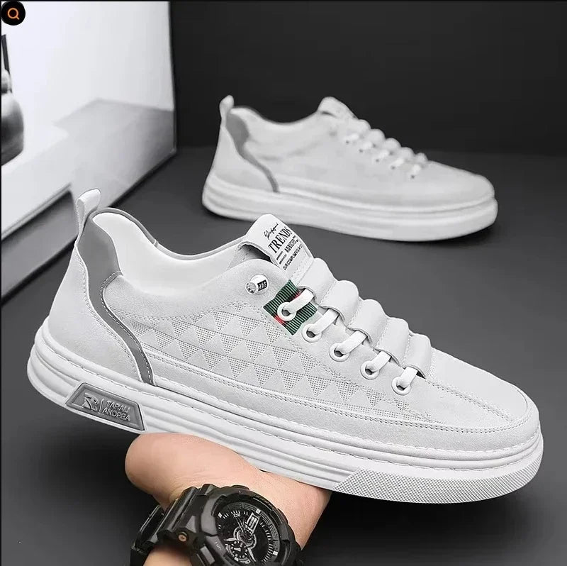 Sapatos casuais masculinos de couro branco - Eleve seu estilo