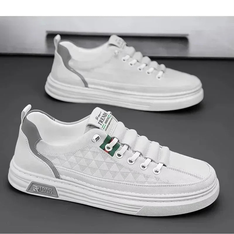 Sapatos casuais masculinos de couro branco - Eleve seu estilo