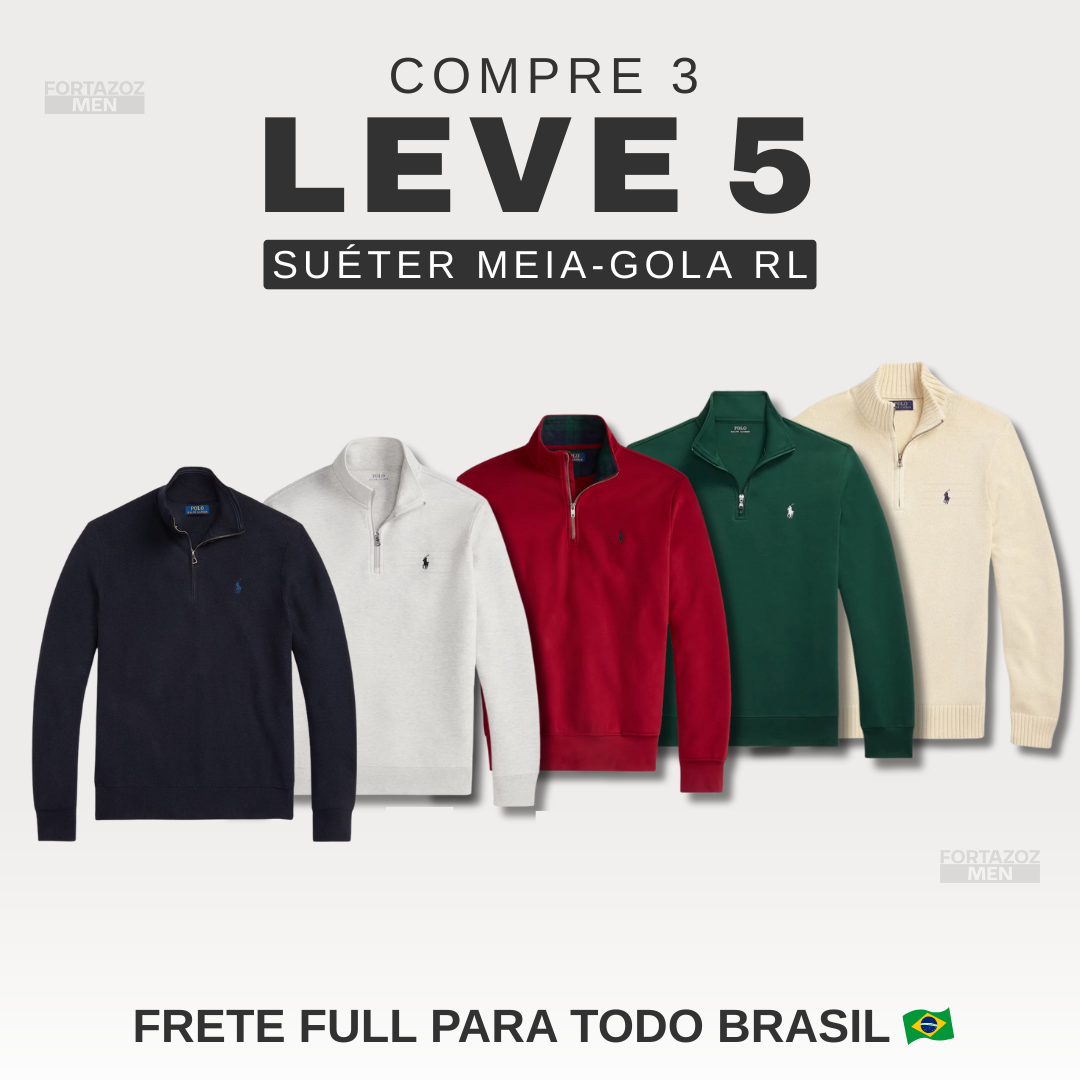 Suéter Meia-gola com Zíper RL - Kit 5 Peças 🔥Black Friday Estendida🔥